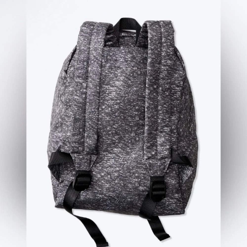 Victorias Secret PINK Black Dark Grey Marble Small Backpack Metal Pins NWT